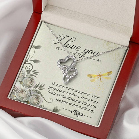 I love you :Special Double Hearts Necklace - Necklace for her
