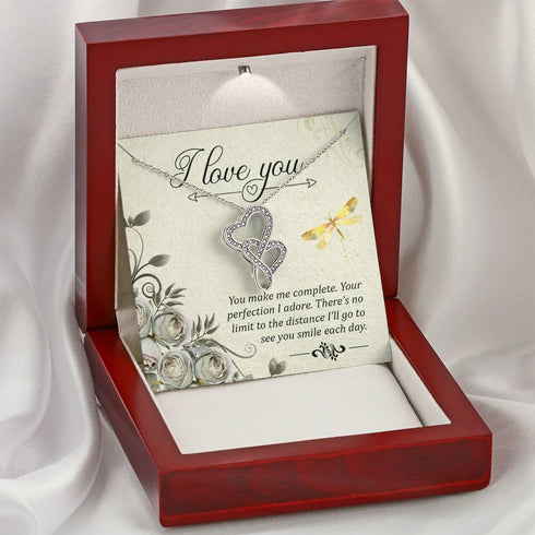 I love you :Special Double Hearts Necklace - Necklace for her