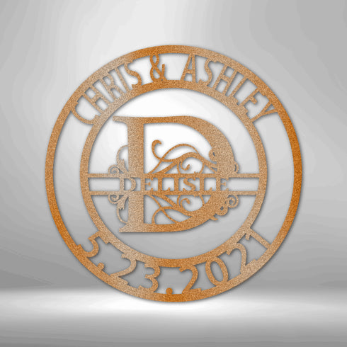 Personalized Elaborate Split Letter Family Wall Art