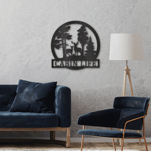 Personalized Forest Deer Metal Wall Art