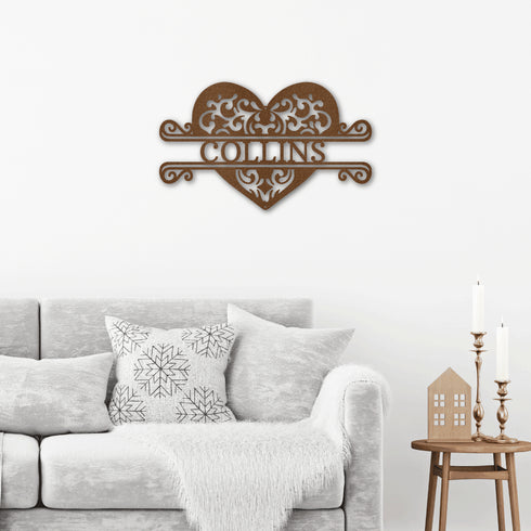 Custom Fancy Heart Name Wall Art