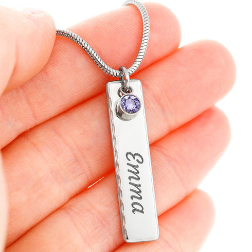 Congratulations Birthstone Engraved necklace
