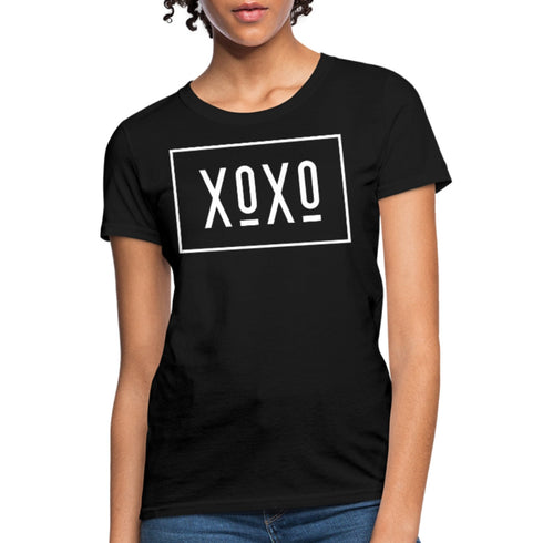 XOXO Womens Classic White Bordered Style Graphic Text T-Shirt