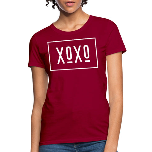 XOXO Womens Classic White Bordered Style Graphic Text T-Shirt